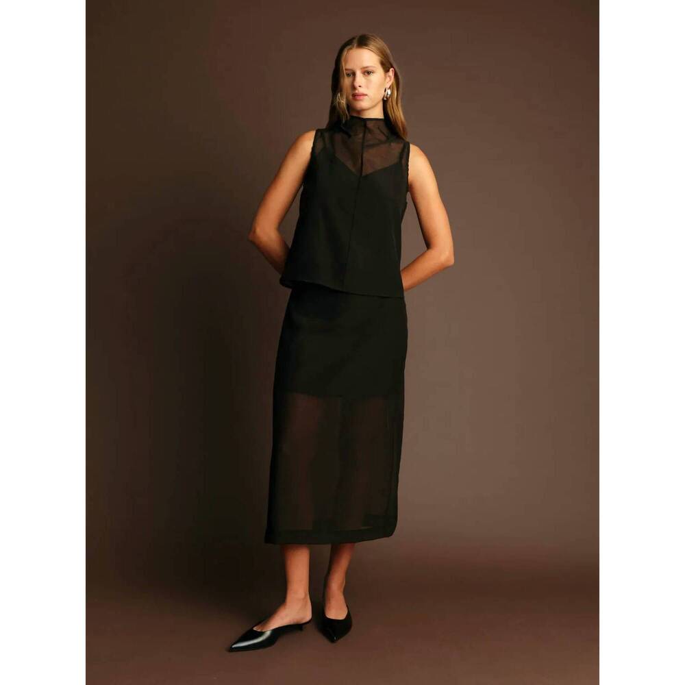 NEW DELUC hugh sheer top in black
